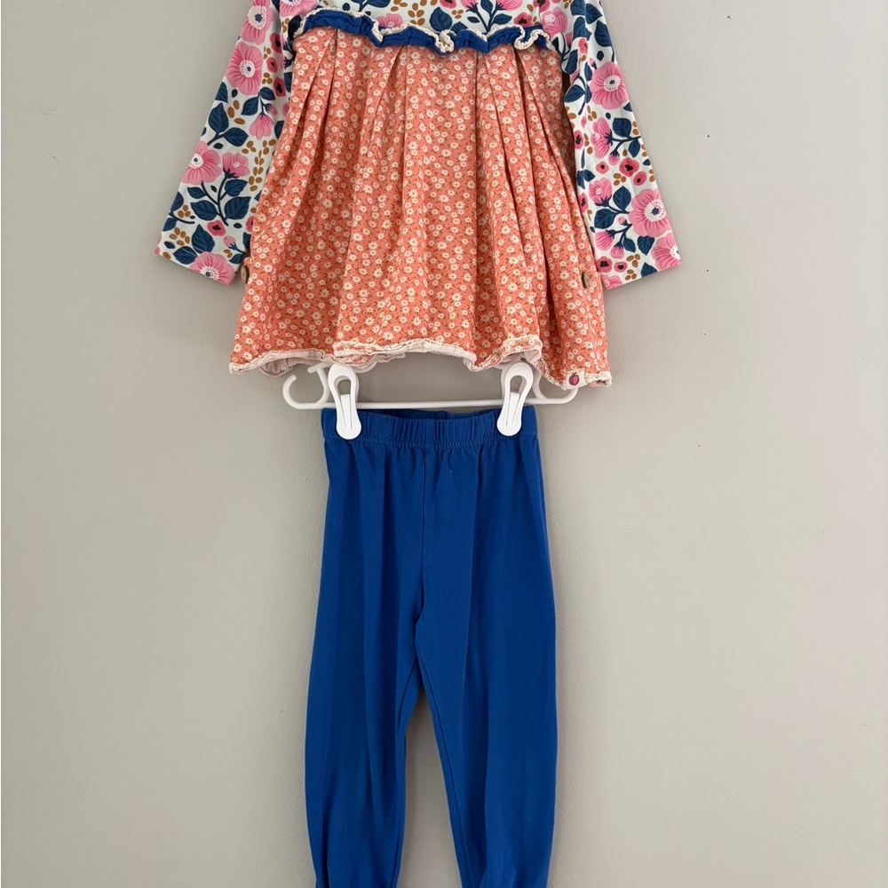Cheeky Plum Floral and Blue Kids Matching Set